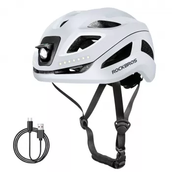 Casque de vélo intelligent ROCKBROS ZK-077 avec éclairage LED multidirectionnel intégré, 57-61 cm, blanc