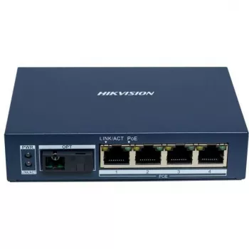 Hikvision DS-3D504TP-A transceiver fibre PoE Gigabit, 4 ports PoE, 1 port fibre SC