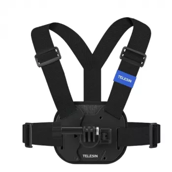 TELESIN Support sangle pectorale pour caméras d'action Insta360 GoPro SJCAM DJI Xiaomi - Noir