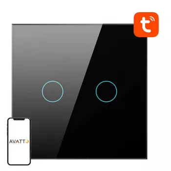 AVATTO TS02-EU-B2 interrupteur intelligent WiFi 2 voies noir
