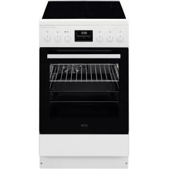 AEG CCB56491BW Freestanding Electric Cooker with Ceramic Hob, 73L Fan Oven & 39L Conventional Oven, White