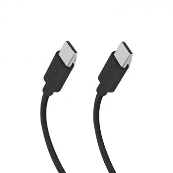 Câble tressé SBS TECABLETISSUETCCK USB-C vers USB-C 1,5 m 60 W PD charge rapide et synchronisation de données - Noir
