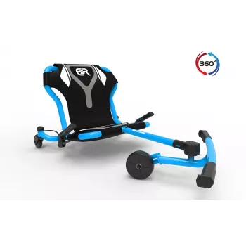 EzyRoller Spinner Pro X kart à propulsion par les pieds avec rotation 360°, bleu, 10+ ans