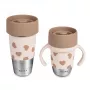 Beaba Mini & Me BigLove set de gobelets en acier inoxydable pour mère et enfant, gobelet d'apprentissage 360°, 2 pièces