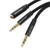Vention BBLBAB 3.5mm Audio Splitter Cable Female to 2x Male, 0.6m, Black
