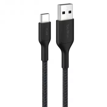 Belkin BOOSTCHARGE Câble USB-C vers USB-A tressé 2m Noir