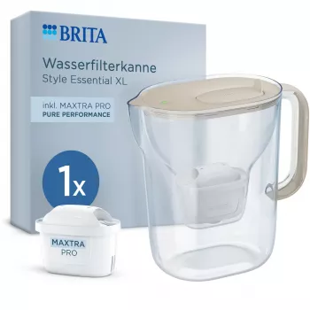 Carafe filtrante BRITA Style Essential XL 3,6L blanche + MAXTRA PRO Pure Performance Sand