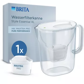 BRITA Style Essential XL Carafe filtrante blanche avec cartouche MAXTRA PRO Pure Performance