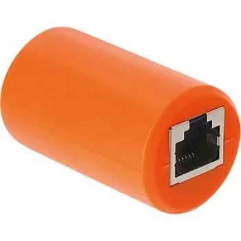 Delock RJ45 coupleur femelle vers femelle Cat.6A blindé avec protection contre les surtensions, orange