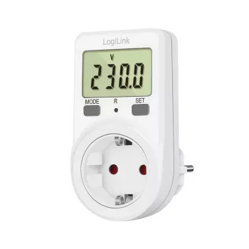 Compteur de coût énergétique LogiLink, écran LCD 1,5 pouces, tarif unique, fiche Schuko, blanc