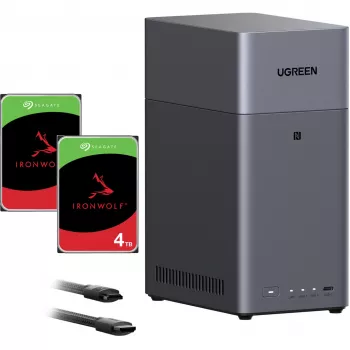 Pack UGREEN DH2300 avec 2x Seagate IronWolf NAS 4 To CMR (noir)