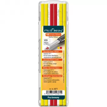 Mines de recharge Pica BIG DRY Summer Heat Edition jaune/rouge (lot de 12)