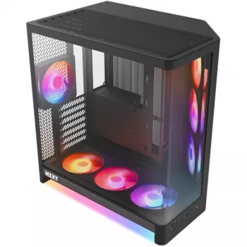 Boîtier gaming moyen tour airflow NZXT H6 RGB+ 2026, noir, verre trempé, 3 ventilateurs RGB