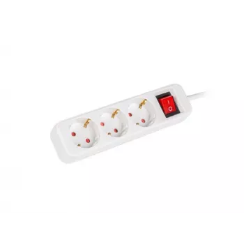 Multiprise Schuko 3 prises Lanberg PS1-03F-0150-W 1,5 m avec interrupteur lumineux, blanche