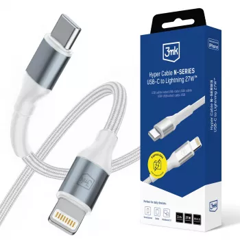 3mk Hyper Cable N-SERIES câble USB-C vers Lightning 3m PD 3.0 9V/3A 27W blanc