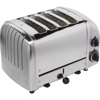 Dualit Vario 47030 4-Slot Toaster, Polished Stainless Steel, 2200 W, Extra-Wide Slots, Defrost & Bagel Functions