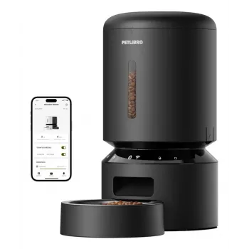 PETLIBRO Granary Distributeur automatique de nourriture Wi-Fi, 5L Distributeur intelligent pour chats et chiens, contrôle par application, 10 repas/jour, enregistrement vocal, bol en acier inoxydable, noir