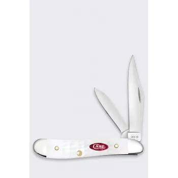 Case SparXX Peanut SS White Knife 60188 - Tru-Sharp Surgical Stainless Steel, Dual-Blade Slipjoint, White Synthetic Handle