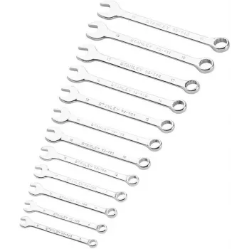 Jeu de 12 clés mixtes STANLEY ST-STMT82843-0 8-19 mm, acier chrome-vanadium, poli haute brillance, douille OGV 12 pans