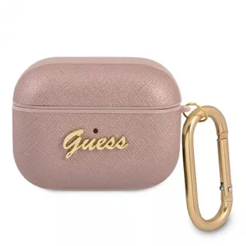 Étui GUESS GUAPSASMP pour AirPods Pro Saffiano Script Metal Collection rose