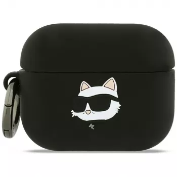 Karl Lagerfeld Coque 3D en silicone tête Choupette pour AirPods Pro 3 - noire