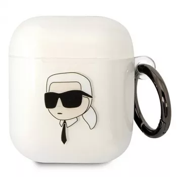 Karl Lagerfeld KLA2HNIKTCT étui transparent AirPods 1/2 avec design Karl's Head