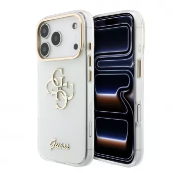 GUESS IML 4G Script Metal MagSafe Case for iPhone 18 Pro / 17 Pro, White