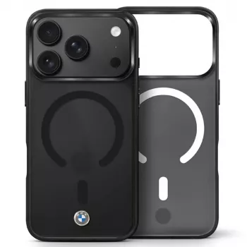 Coque MagSafe BMW Sign Frosted IML & Metal Logo pour iPhone 18 Pro / 17 Pro - noir
