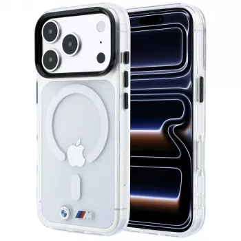 Coque MagSafe BMW M IML Metal Logo brillant & garnitures pour iPhone 18 Pro / 17 Pro - transparent