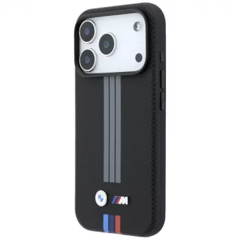 Coque MagSafe BMW M Quadrille Kevlar Anthracite & Tricolor Print Lines pour iPhone 18 Pro / 17 Pro