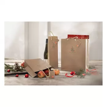 Sachets cadeaux de Noël SIGEL GT040 motif pommes, 26 x 33 cm, lot de 5