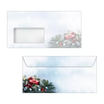 50 enveloppes de Noël Sigel Candlelight Cheer DIN long avec fermeture autocollante
