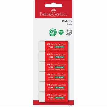 Faber-Castell Gomme sans PVC 7095-20, lot de 6, blanc