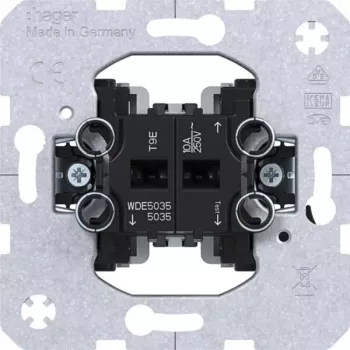 Hager WDE5035 insert d'interrupteur série, 2 contacts NO, entrée commune, encastré