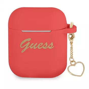 GUESS GUA2LSCHSR AirPods 1/2 Cover Red Silicone Charm Heart Collection