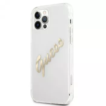 GUESS Vintage Script Gold Hardcase for Apple iPhone 12 Pro Max - Transparent
