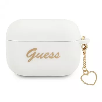 Guess GUAPLSCHSH AirPods Pro Cover White Silicone Charm Heart Collection