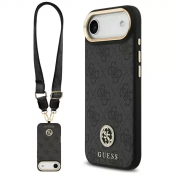 GUESS coque MagSafe 4G Strass Logo pour iPhone Air avec boutons métalliques et dragonne - noire