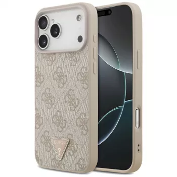 GUESS Leather 4G Triangle Strass MagSafe Case for iPhone 18 Pro Max / 17 Pro Max - Pink