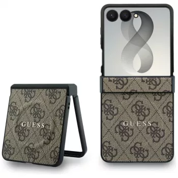 GUESS 4G Classic MagSafe Case for Samsung Galaxy Z Flip5 – Brown