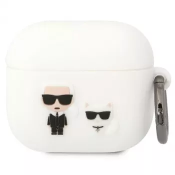 Coque Karl Lagerfeld KLACA3SILKCW pour AirPods 3 Blanc Silicone Karl & Choupette