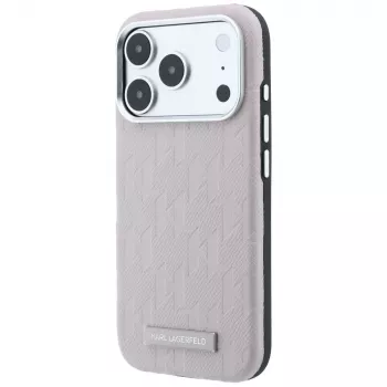 Karl Lagerfeld Grained Mono Resin Logo MagSafe Case for iPhone 18 Pro Max / 17 Pro Max - Pink