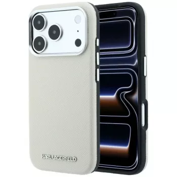 Coque Karl Lagerfeld Grained Elongated Logo MagSafe pour iPhone 18 Pro / 17 Pro - Beige