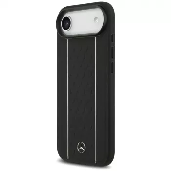 Coque Mercedes-Benz cuir Star Pattern Stripes MagSafe pour iPhone Air, Noir