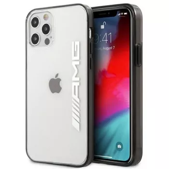 Coque rigide transparente AMG AMHCP12LAESLBK pour iPhone 12 Pro Max avec cadre noir peint métallisé