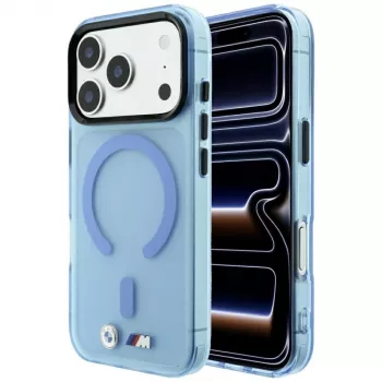 Coque BMW M IML Frosted avec logo métal & MagSafe pour iPhone 18 Pro Max / 17 Pro Max - Bleu