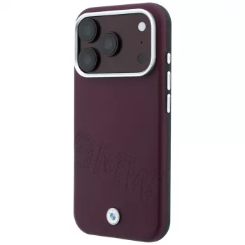 Coque MagSafe BMW Sign Inclined Deboss Letters pour iPhone 18 Pro Max / 17 Pro Max - Bordeaux