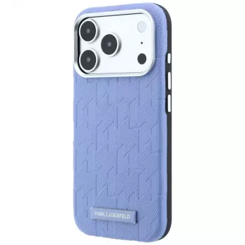 Coque MagSafe Grained Mono Resin Logo Karl Lagerfeld pour iPhone 18 Pro Max / 17 Pro Max - bleu clair