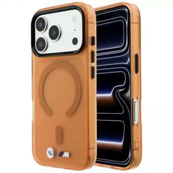 Coque MagSafe IML Frosted Metal Logo & Trims BMW M pour iPhone 18 Pro / 17 Pro - orange