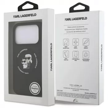 Karl Lagerfeld Silicone Karl & Choupette Ring MagSafe Case for iPhone 17 Pro Max - Black